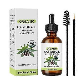 Organic Castor Oil for Hair Growth,Castor Oil Cold Pressed Unrefined Glass Bottle,100% Pure Castor Oil for Eyelashes & Face Nourishment & Skin Nail Hy