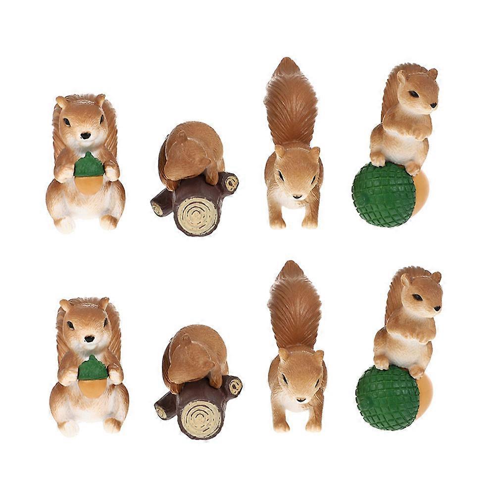 Squirrel Figurine Miniature Animals for Decor 8Pcs Assorted Color PVC