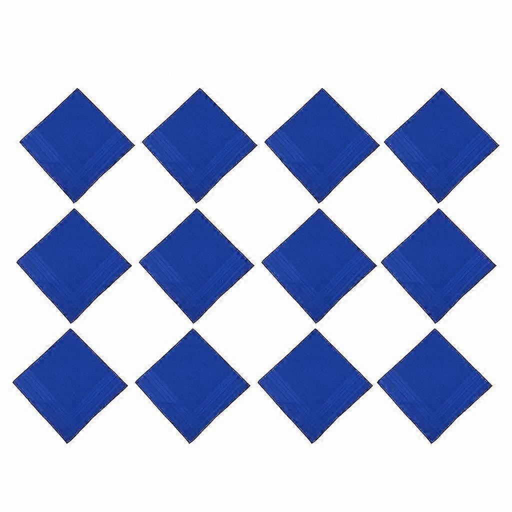 Royal Blue 100% Cotton Handkerchiefs for Men, Set of 12 Solid Color Square Hankies