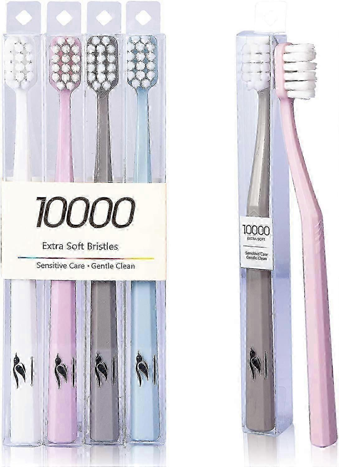 Extra Soft Toothbrush for Sensitive Teeth, Upgraded 4 Pcs Micro Nano Soft Bristles Toothbrushes with