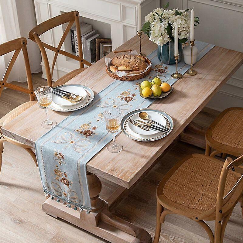 13x63"/33x160cm Chenille Table Runner Jacquard Fabric Modern Table Runner,