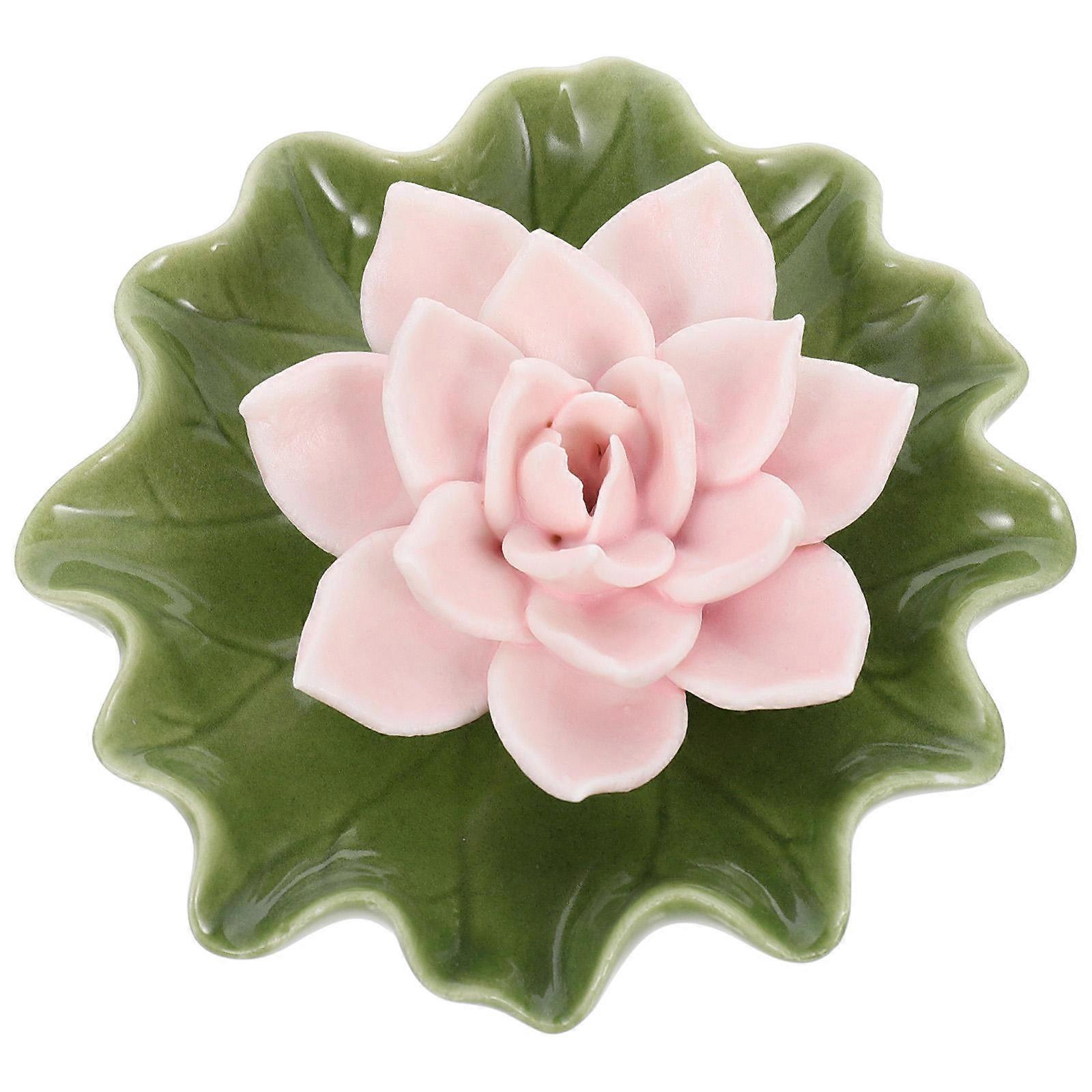Pink Flower Incense Holder Ceramic Incense Burner for Decor 4Pcs Set