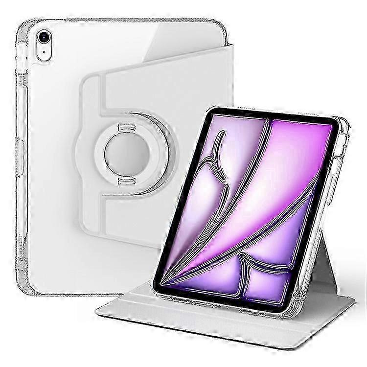 2025 Compatible For iPad Air 11 (2024) Case PU Leather Rotating Stand Tablet Cover Detachable Transparent Back