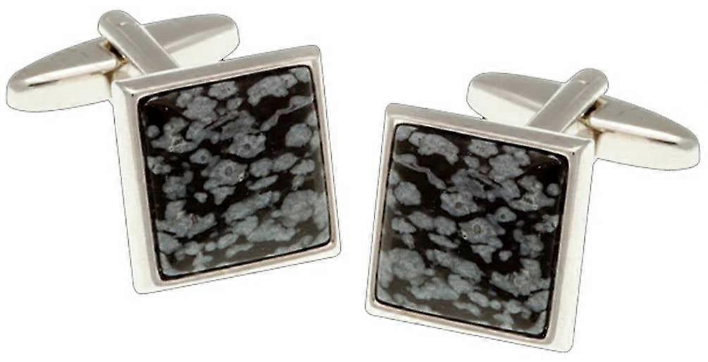 David Van Hagen Snowflake Square Cufflinks - Black/Grey/Silver
