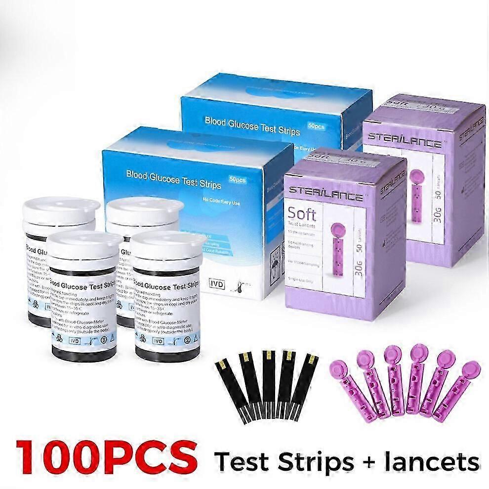 Codefree Blood Glucose Test Strips 100 Count + 100 Lancets Kit For Diabetes Monitoring