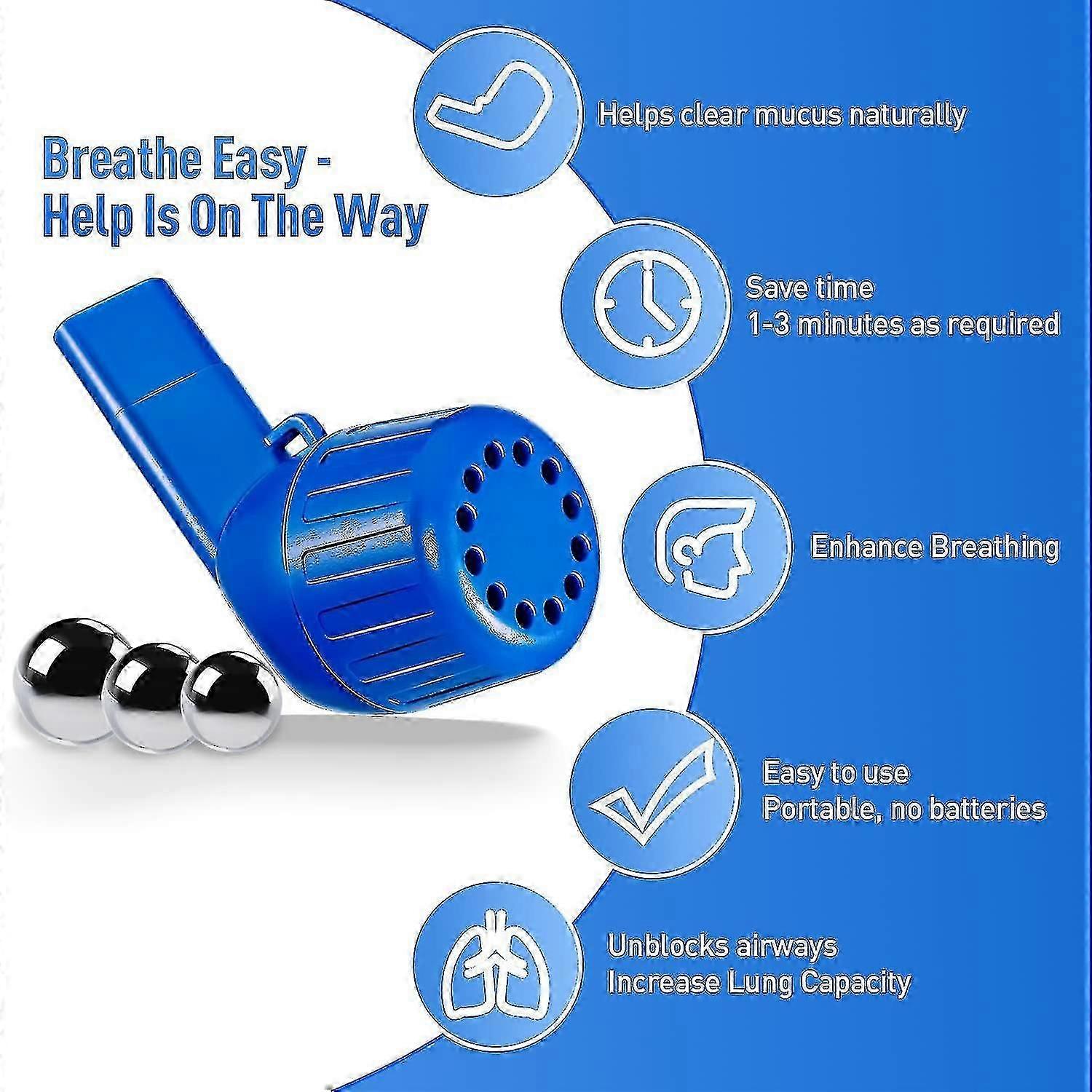 Lung Flute Breathing Vibration Expectorator Phlegm-Inducing Device Clearing Lung Instrument