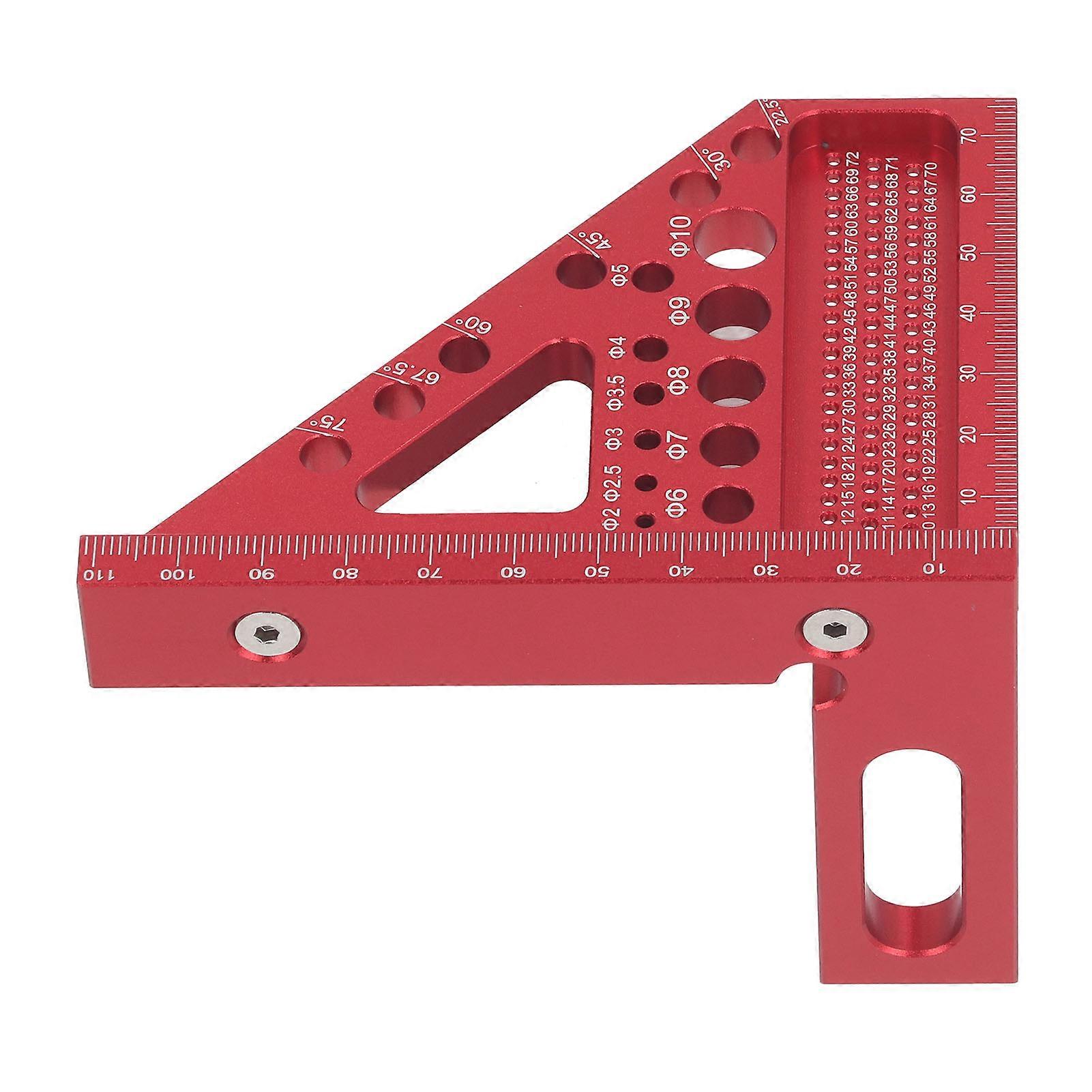 Woodworking Square Protractor Aluminum Alloy Miter Triangular Ruler Multi Angle Layout Measuring Tool Red 