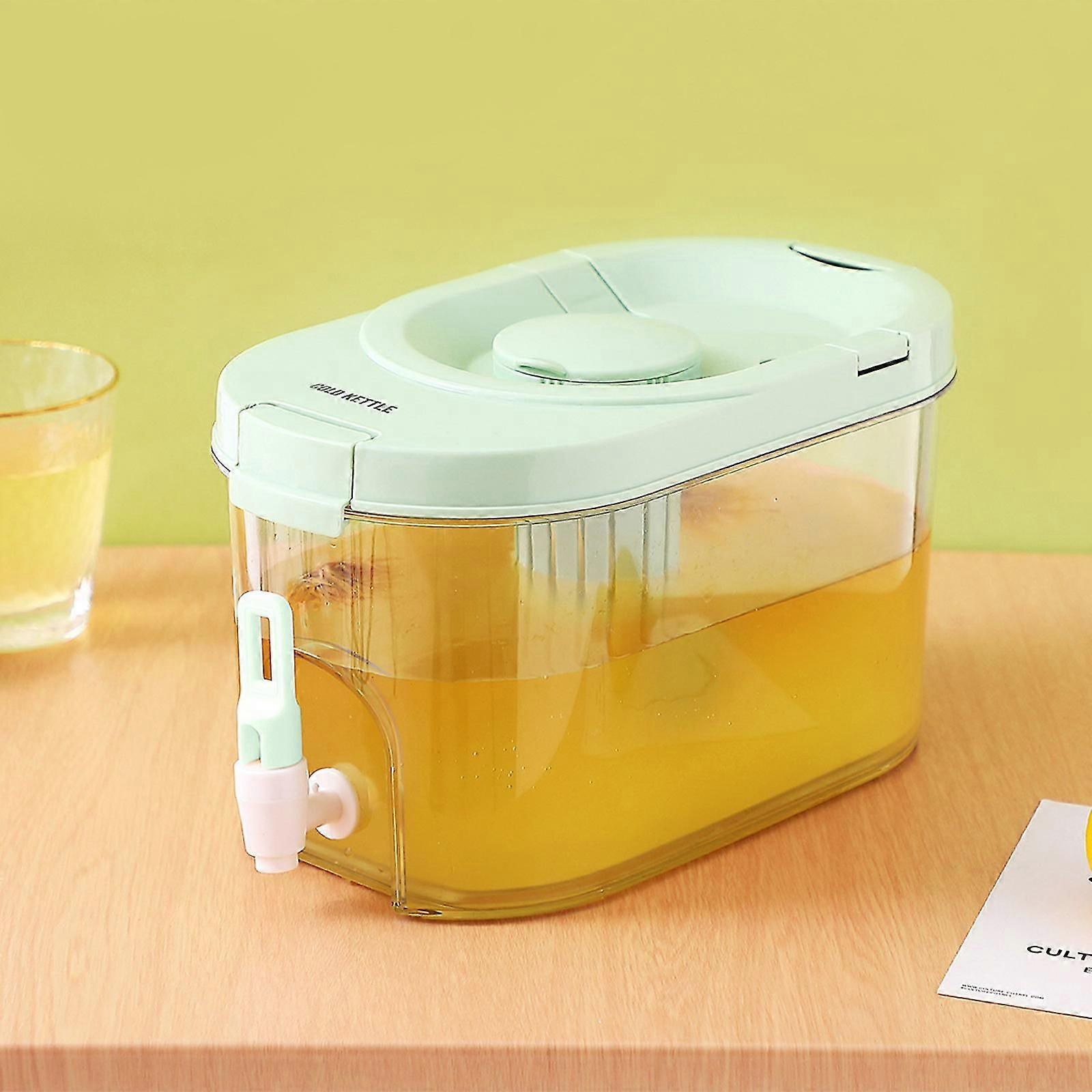 Kitchen Accessories 4L Large Capacity Plastic Beverage Dispenser, Drink Dispenser With Tap Ice Lemonade Juice Container With Lid, Fruit Teapot Lemonad