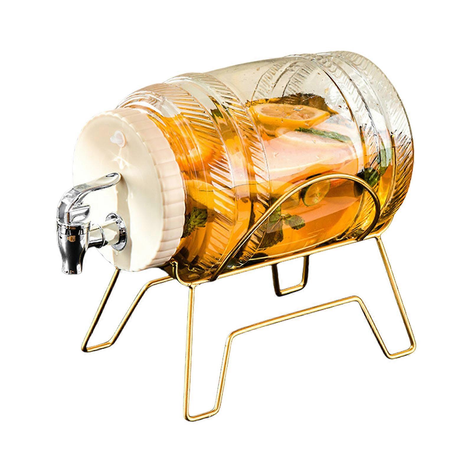 Clear Beverage Dispenser with Stand Juice Container Cold Water Kettles with Faucet Drink Bucket for Party, Fridges  White milk