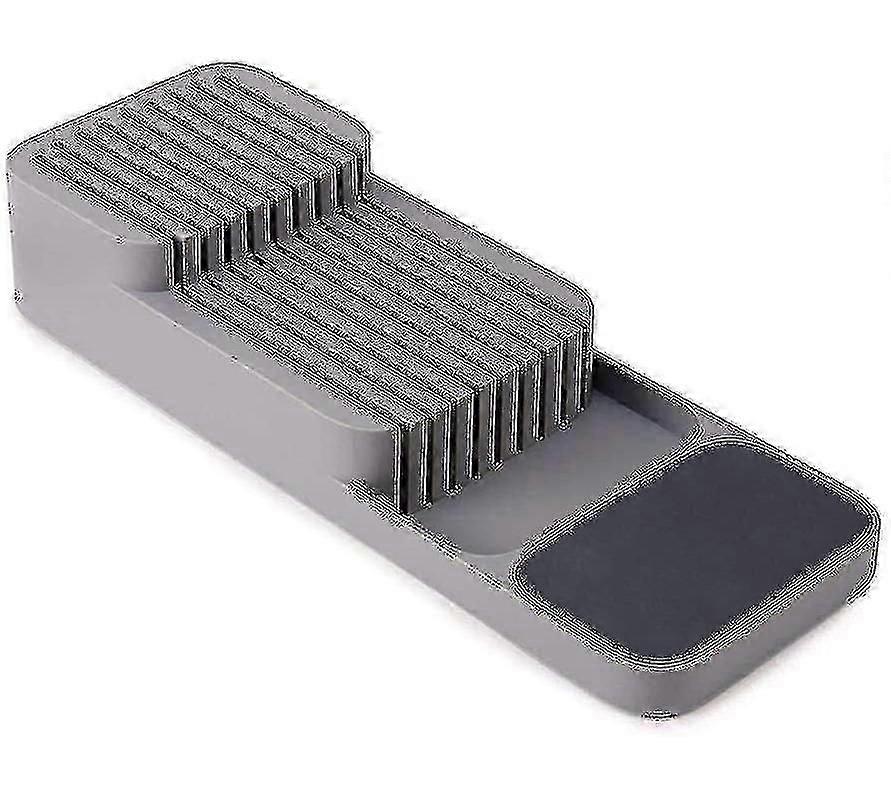 Two-tier Horizontal Knife Block , Kitchen Drawer Organizer Tray,gray