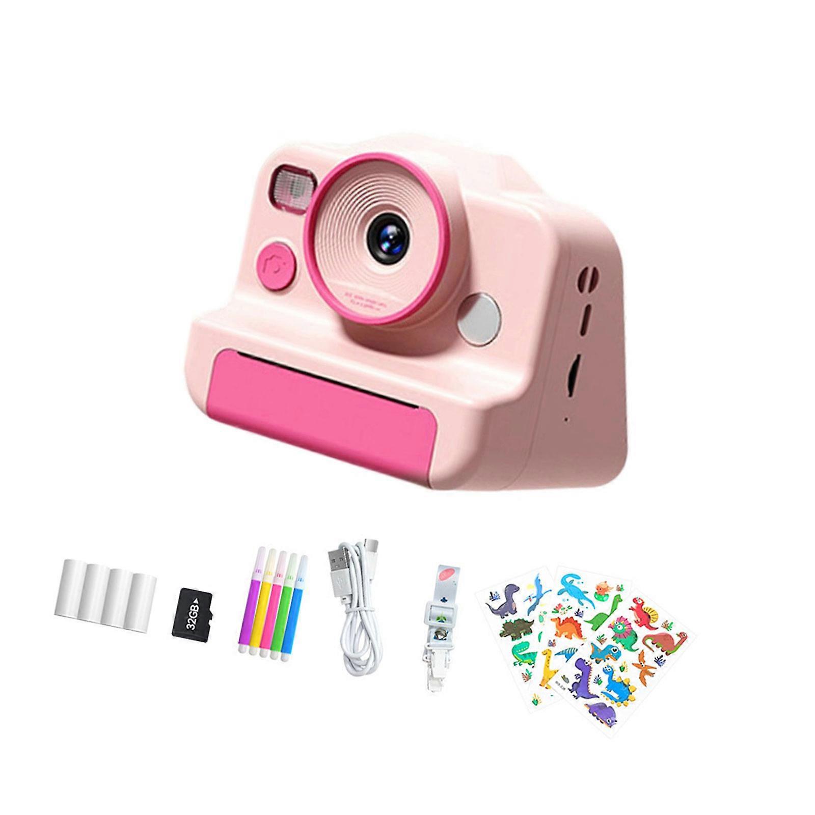 Kids Digital Camera Toy with Instantly Printing Technology 32GB Storage Card Parent Child Interaction Photography Toy  Pink