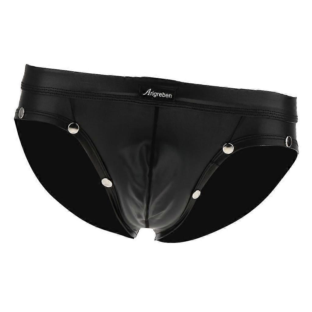 Herren Glänzendes Leder Metallic Wetlook Slip Unterwäsche Unterhose XXL Blau