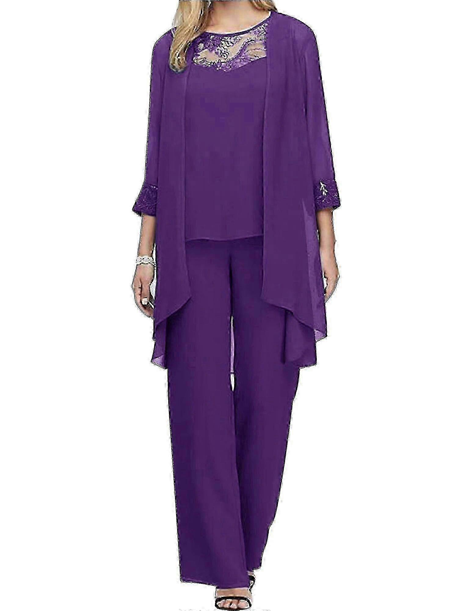 طقم نسائي أنيق مكون من 3 قطع: بلوزة بدون أكمام ، 3/4 كم سترة مغطاة وبدلة بنطلون مستقيم