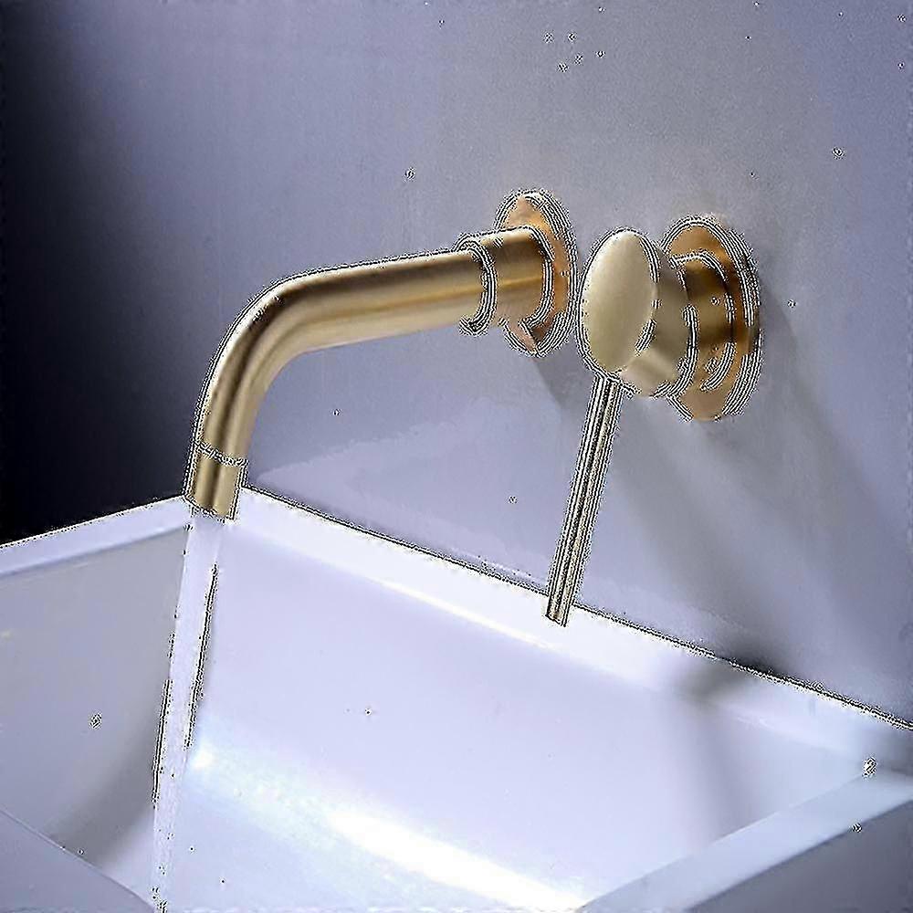 Brushed Gold Copper Bathroom Sink Faucet, Water Efficient Design