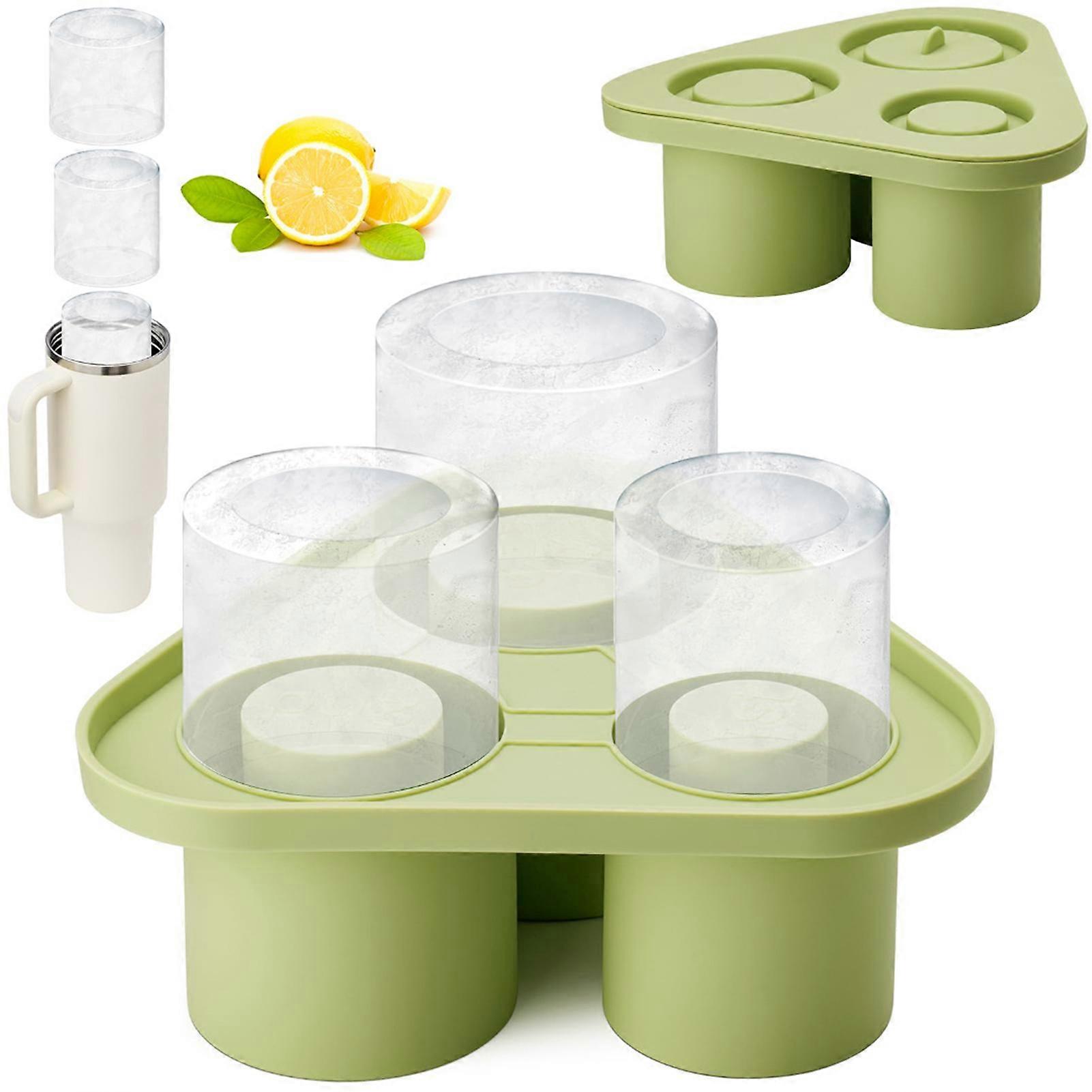 Hariumiu Silicone Ice Tray 3 Compartments 40oz Recyclable Thick Leakproof Large Capacity Easy Release DIY Favorite Drinks Ice Cube Mold Ice Maker