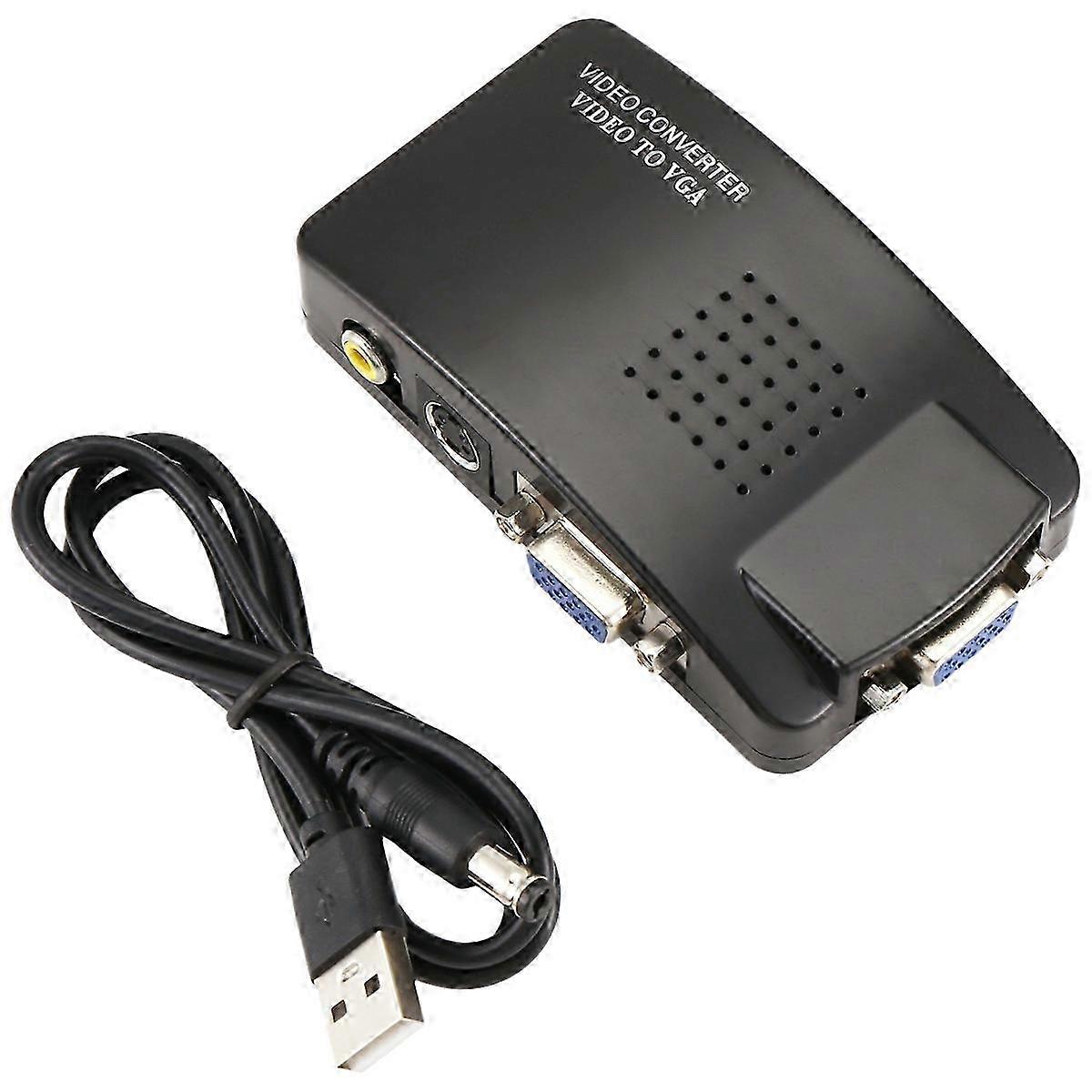 AV till VGA-adapter RCA-omvandlare PC komposit S-videoingång LCD-utgång