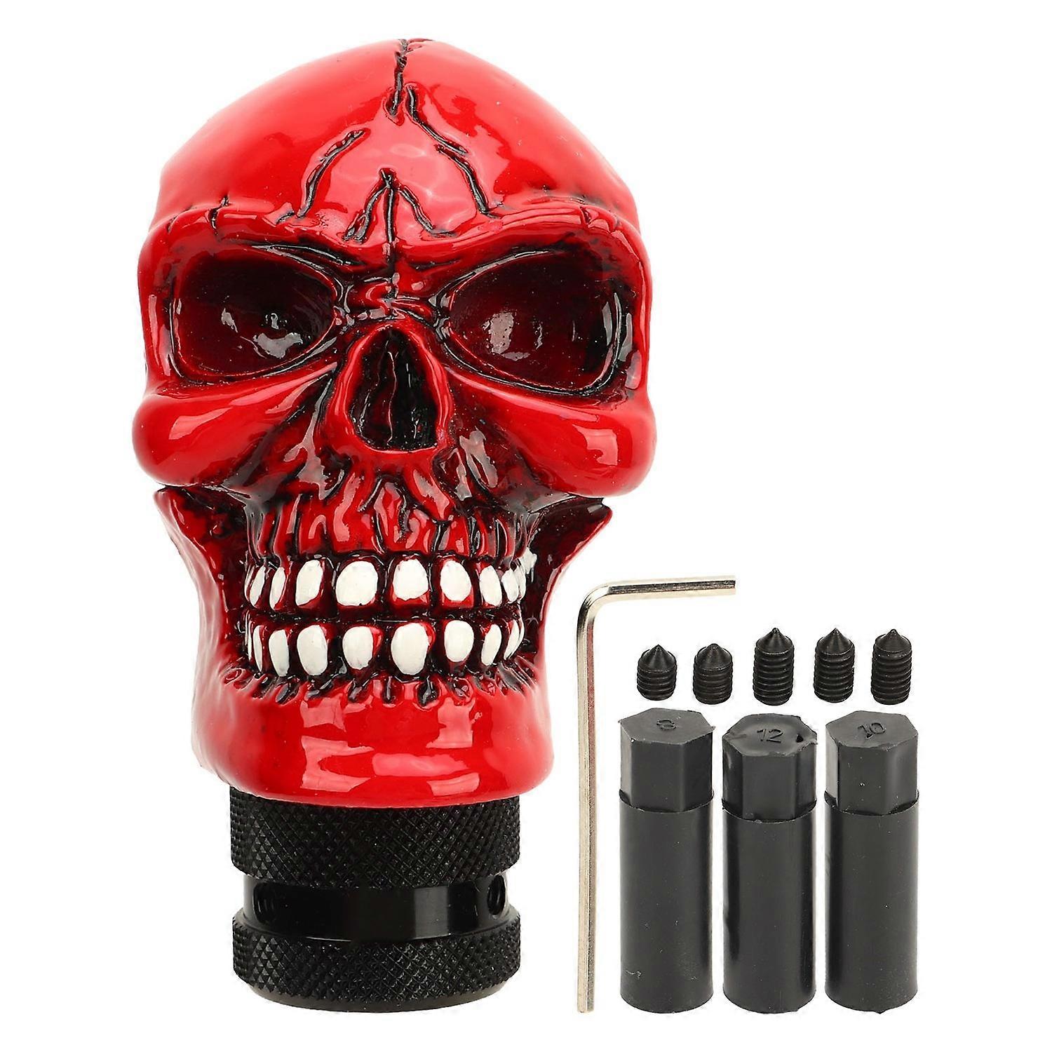 Skull Gear Shift Knob Red Universal Skull Head Resin Shift Lever Handle Shifter Knob Manual Lever St