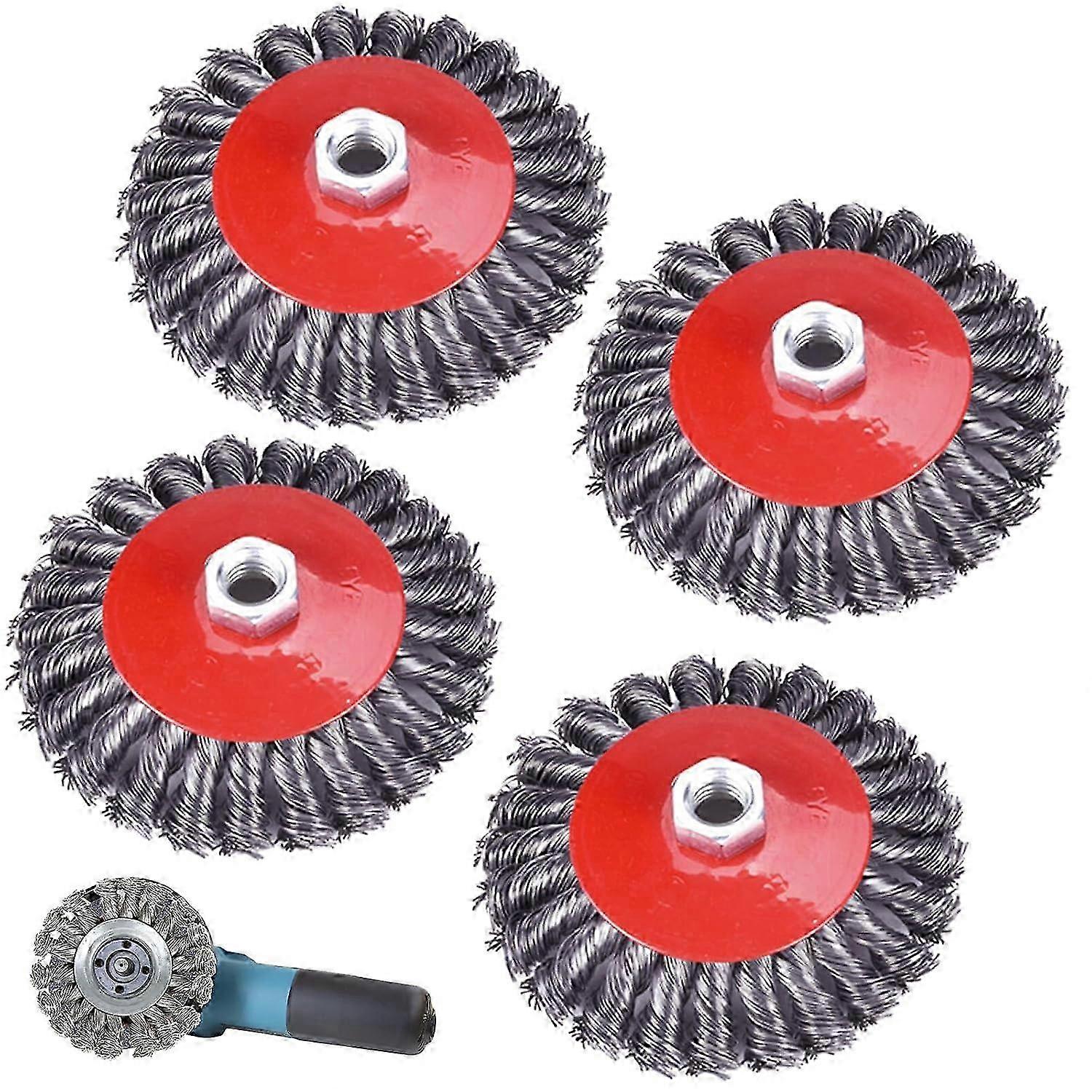 Wire brush for angle grinder, 4pcs M14 125mm disc brushes set