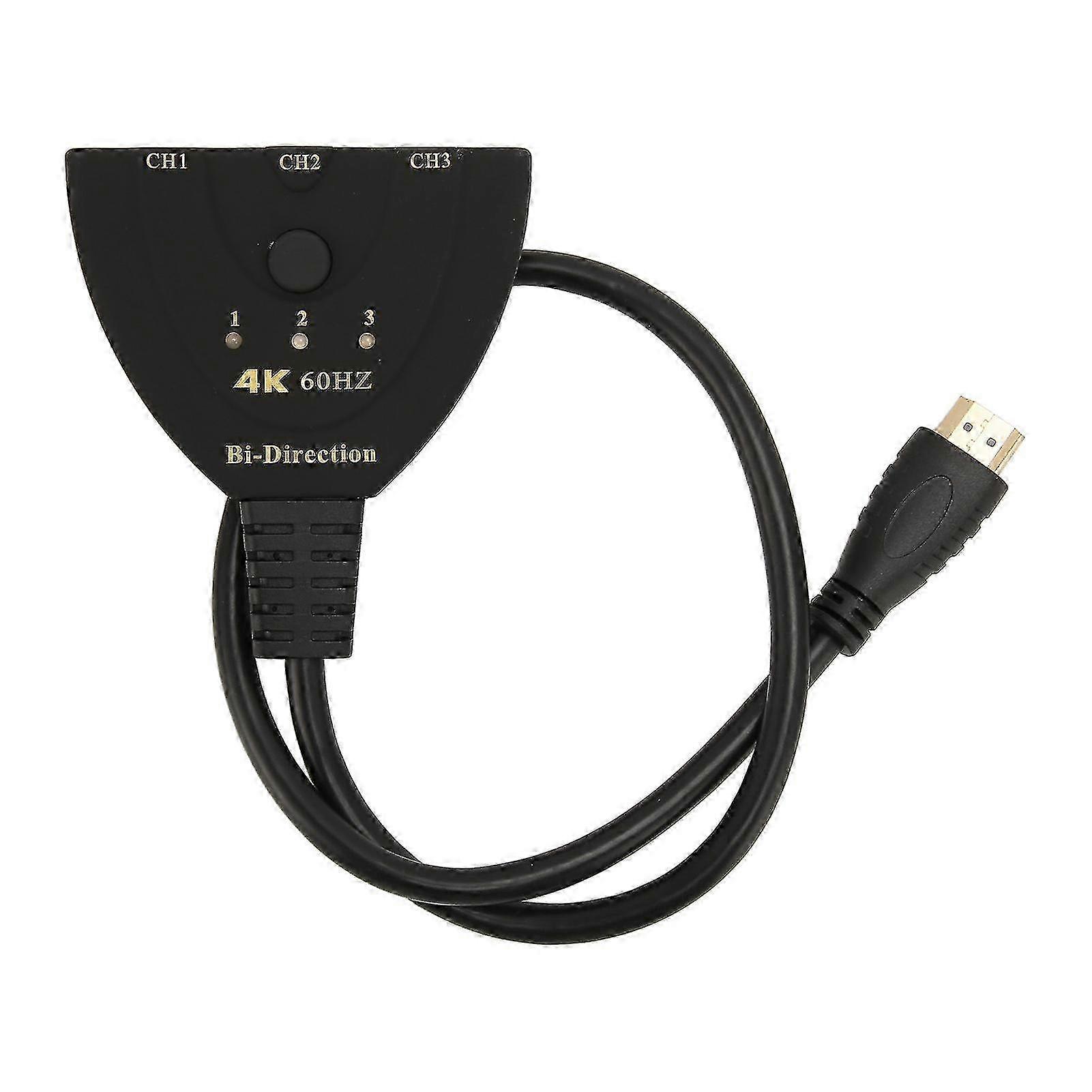 HD Multimedia Interface Switch 4K 60Hz 3 in 1 Out Bidirectional HD Multimedia Interface Splitter for TV Monitor Projector Computer