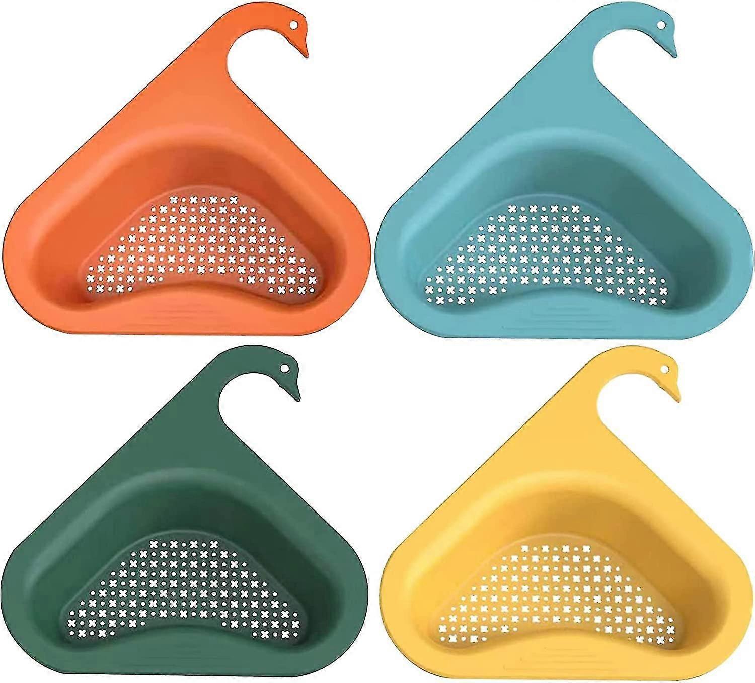 4pcs Sink Colander,swan Shaped,triangular Sink Drain Rack