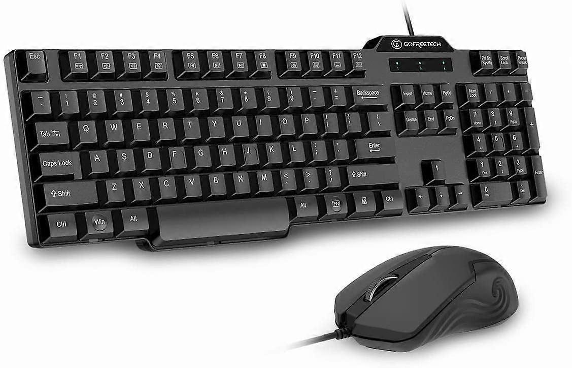 Wired Keyboard and Mouse Combo, Full-Size Keyboard and Mouse Combo with Optical 3 Button Mouse, USB