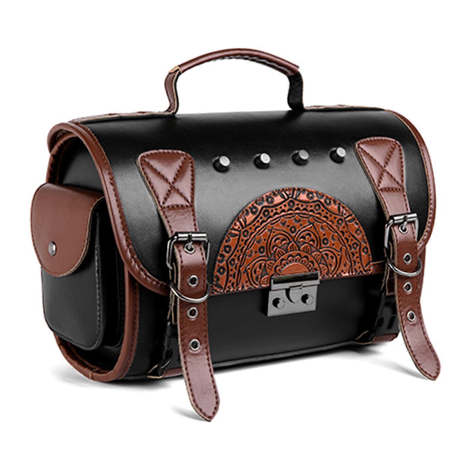 Waterproof Motorcycle Side Bag Retro Biker Aesthetic Spacious Compartment Adjustable Strap For Road Trips Commuting Multicolor