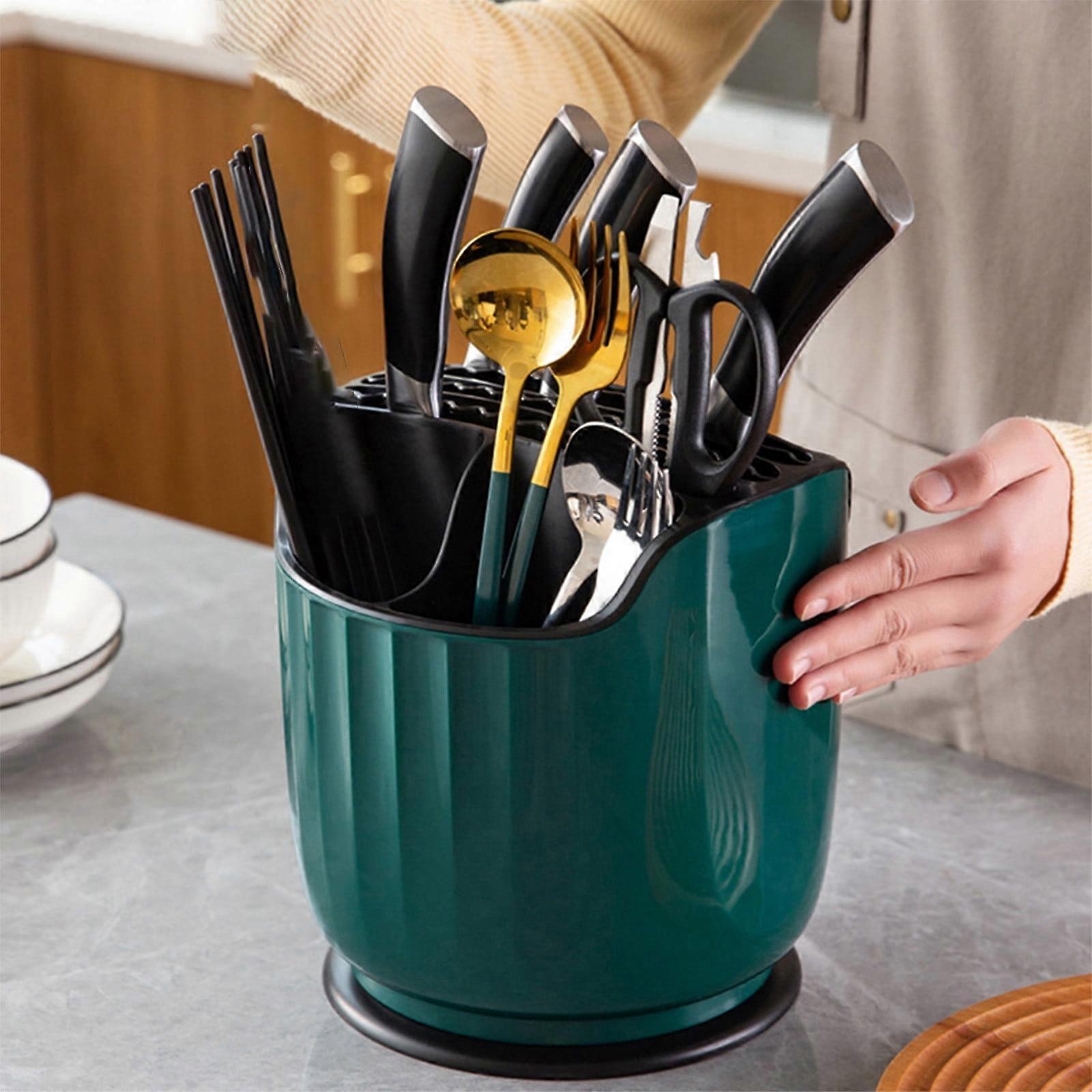 Spring Savings Clearance! Rotating Kitchen Knife Rack, Countertop Storage for Knives & Chopsticks, Compatible with Kitchen Cabinet Shelf