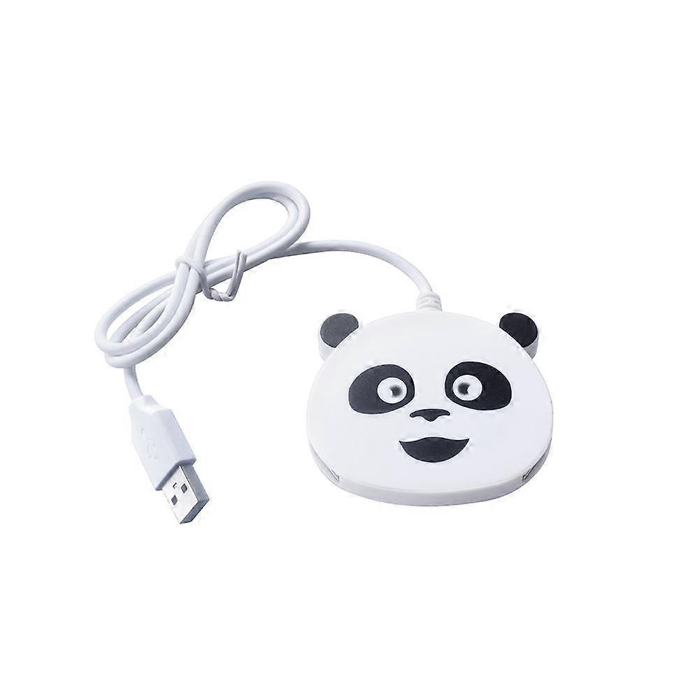 Panda Themed 4-Port USB 2.0 Hub Compact Plug and Play for Laptop Desktop