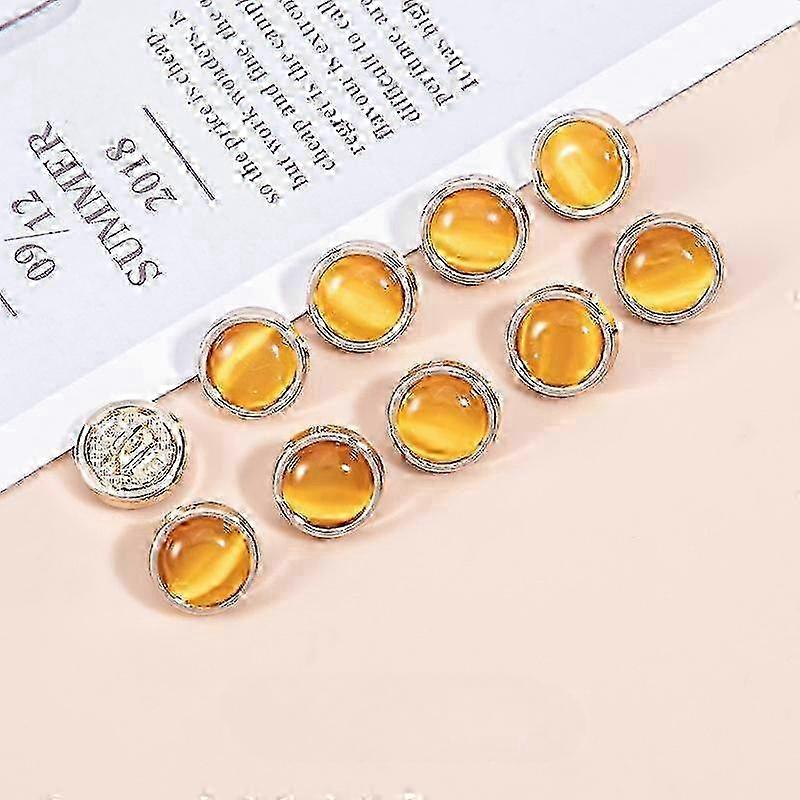 10 Pieces Beautiful Opal-like Buttons 10mm Small Metal Round Shank Button DIY Garment Collar Sleeve Buttons