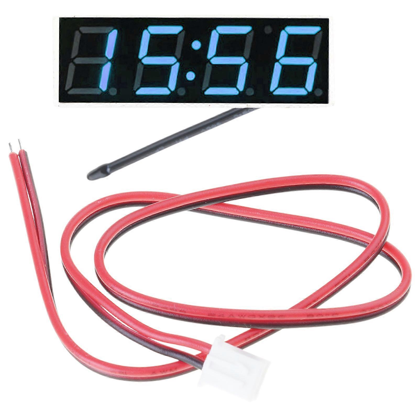 Car Digital Tube Electronic Clock LED Three-In-One Time + Temperature + Voltage Microcontroller High-precision Durable  Red