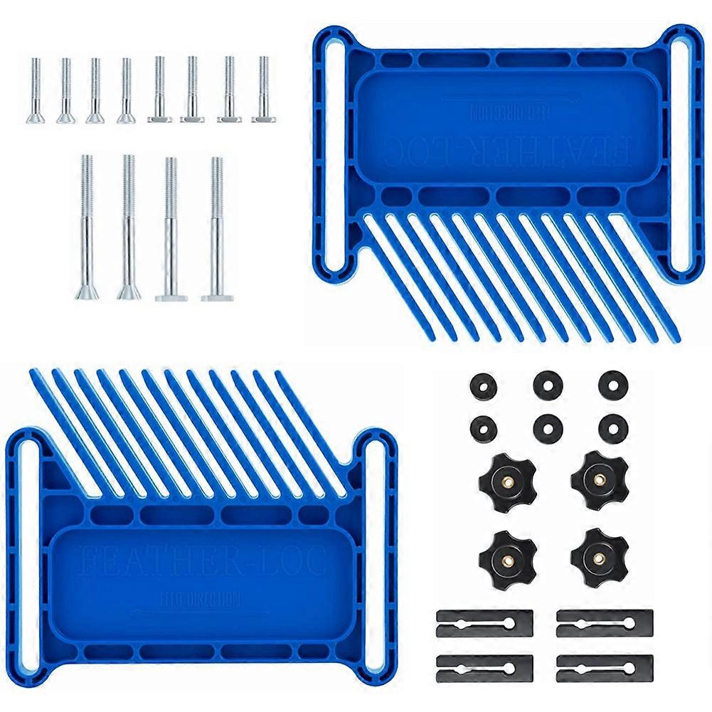 2Pcs Adjustable Woodworking Tools Feather Board for Table Saws, Router Tables & Band Saw with T-Slots, Miter Slots-Blue