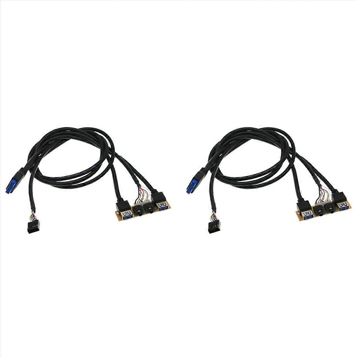 2pcs 60cm Front Case Panel USB3.0+USB3.0+HD Audio Jack Ports I/O Board+Internal Wire USB Bezel Line 