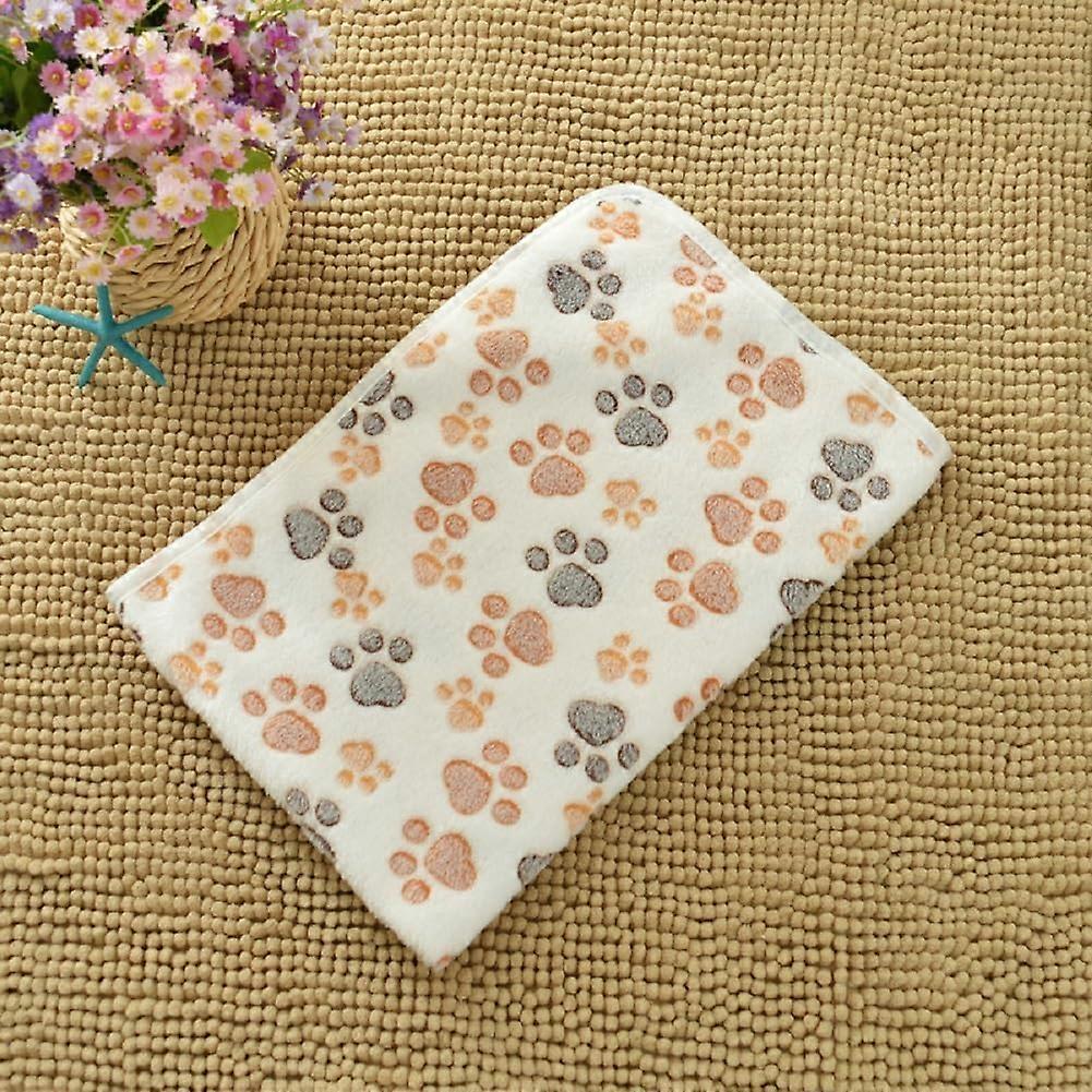 Pet Blankets Thickened Flannel Paw Print, Cat And Dog Blankets, OffWhite Size M, Model B