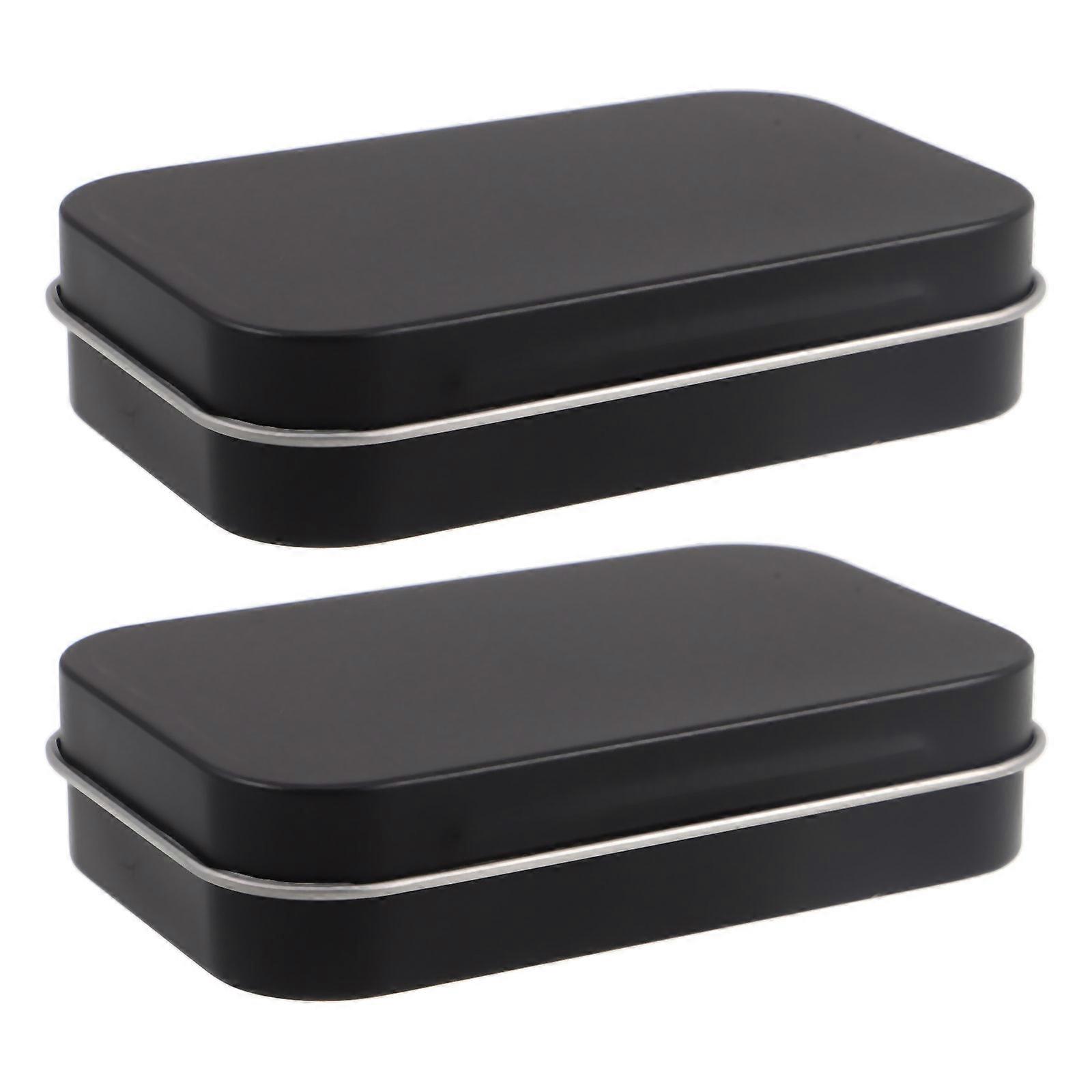 Portable Mini Metal Storage Container for Storage 2Pcs Rectangular Tin Box