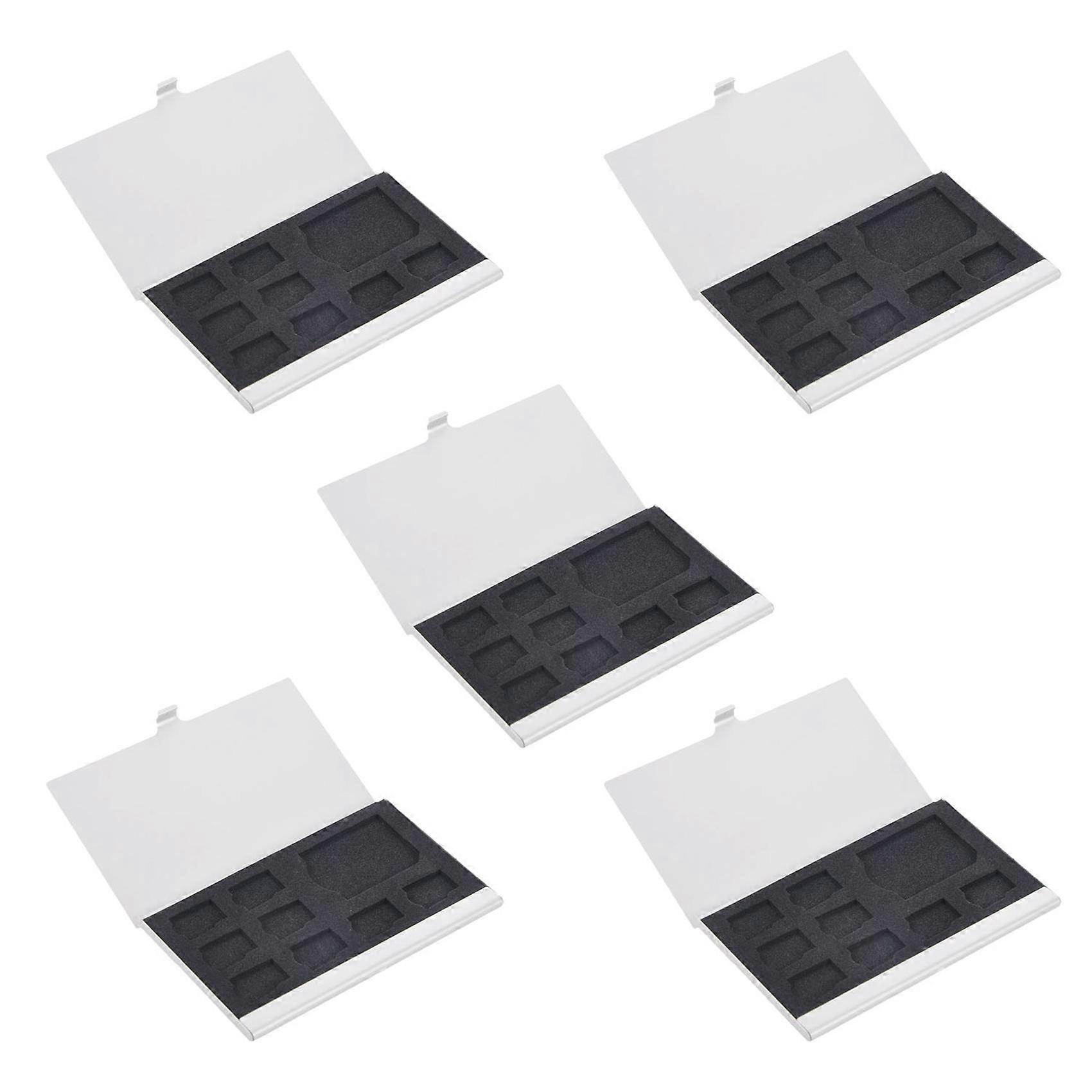 5X 9 Micro-SD/SD Memory Card Storage Holder Box Protector Metal Cases 8 TF & 1 SD