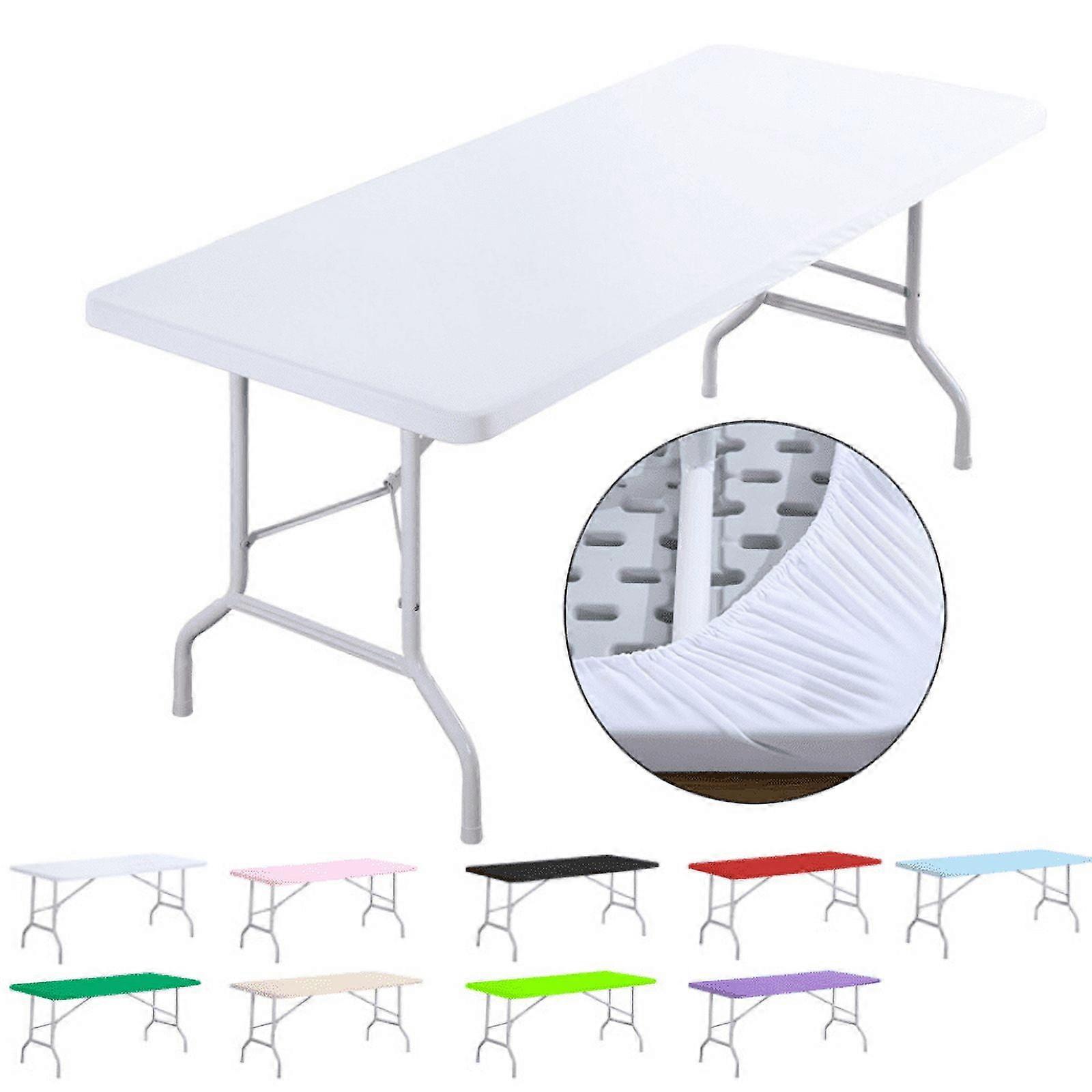 1pc Washable Rectangular Tablecloth 4ft/6ft, Foldable Elastic Fitted Polyester for Outdoor Parties, Camping, Home Decor