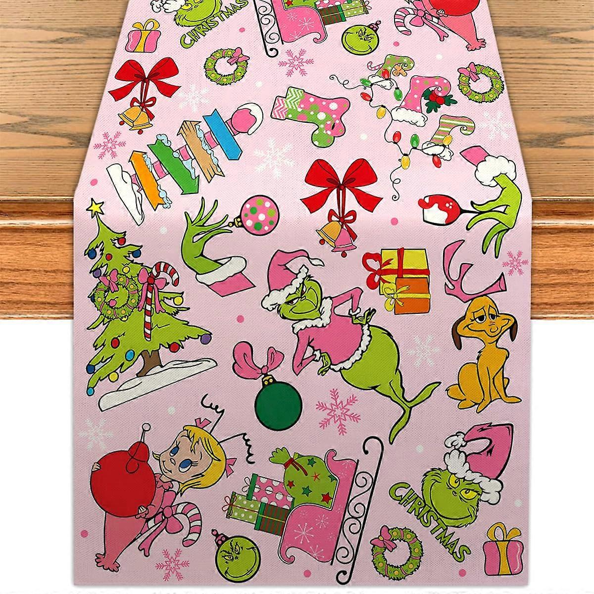 Pink Christmas Table Runner 72 Inches Durable Polyester Festive Holiday Dining Table Decor