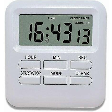 Digital Timer with Clock/Alarm Clock Function 3 in 1, Magnetic Kitchen Timer, Countdown Stopwatch Timer, Time Management for Kitchen/Study/Sport (1 pc