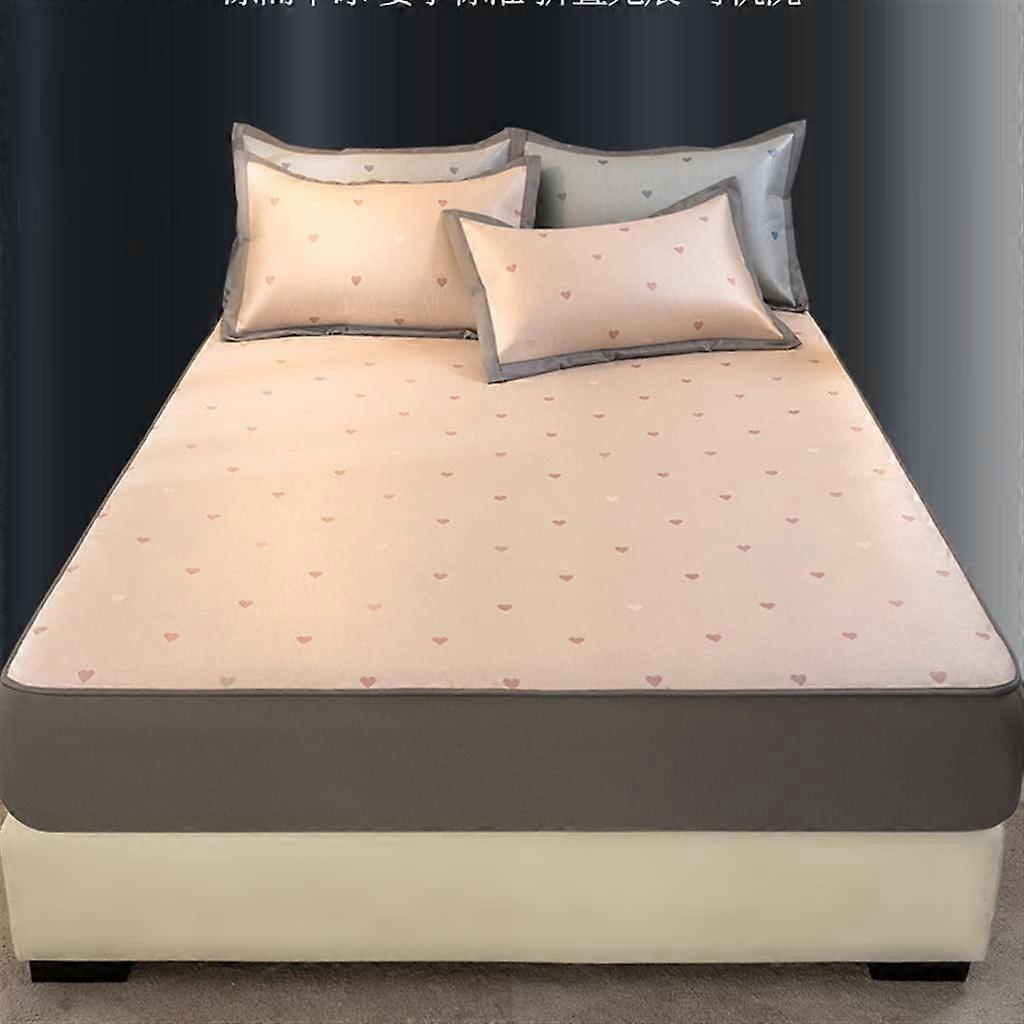 Cooling Mattress Pad Ice Silk Bed Mat with Breathable FourLayer Comfort for Summer Pink 1.8m