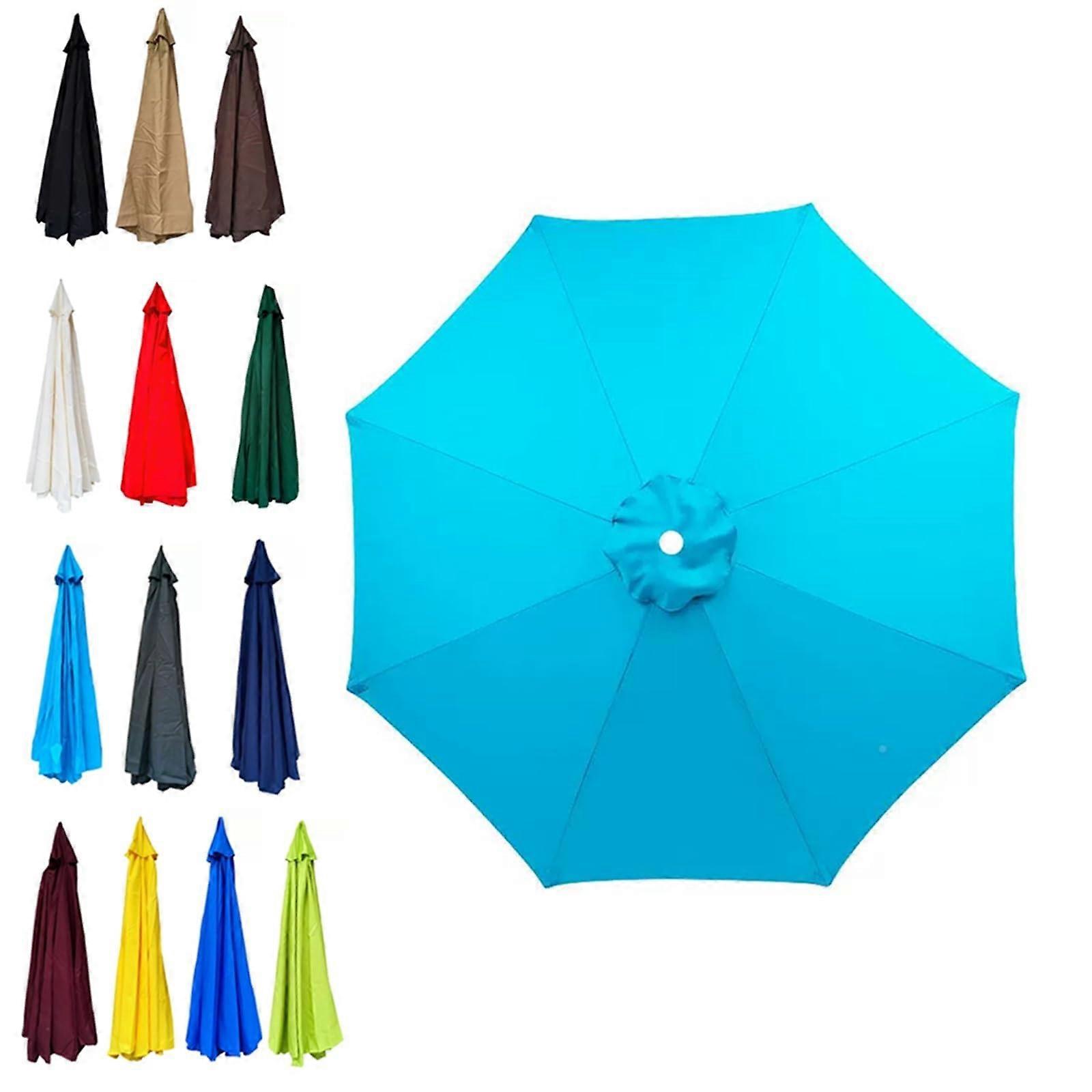 Patio Umbrella Replacement Canopy 6 Ribs 2m Light Blue UVResistant Waterproof Polyester Cover