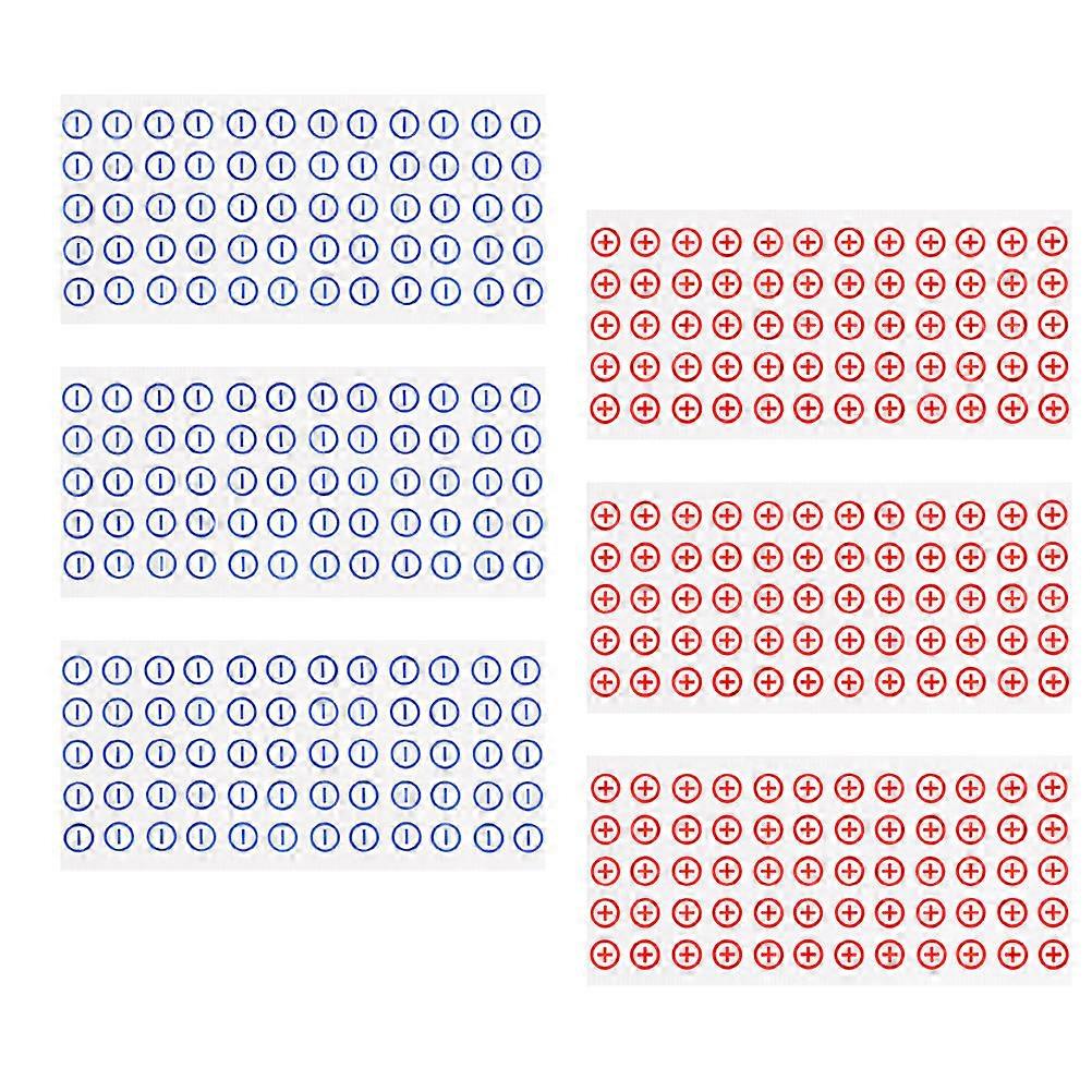 Battery Polarity Stickers Self-Adhesive PVC for Electrical Use 6 Sheets