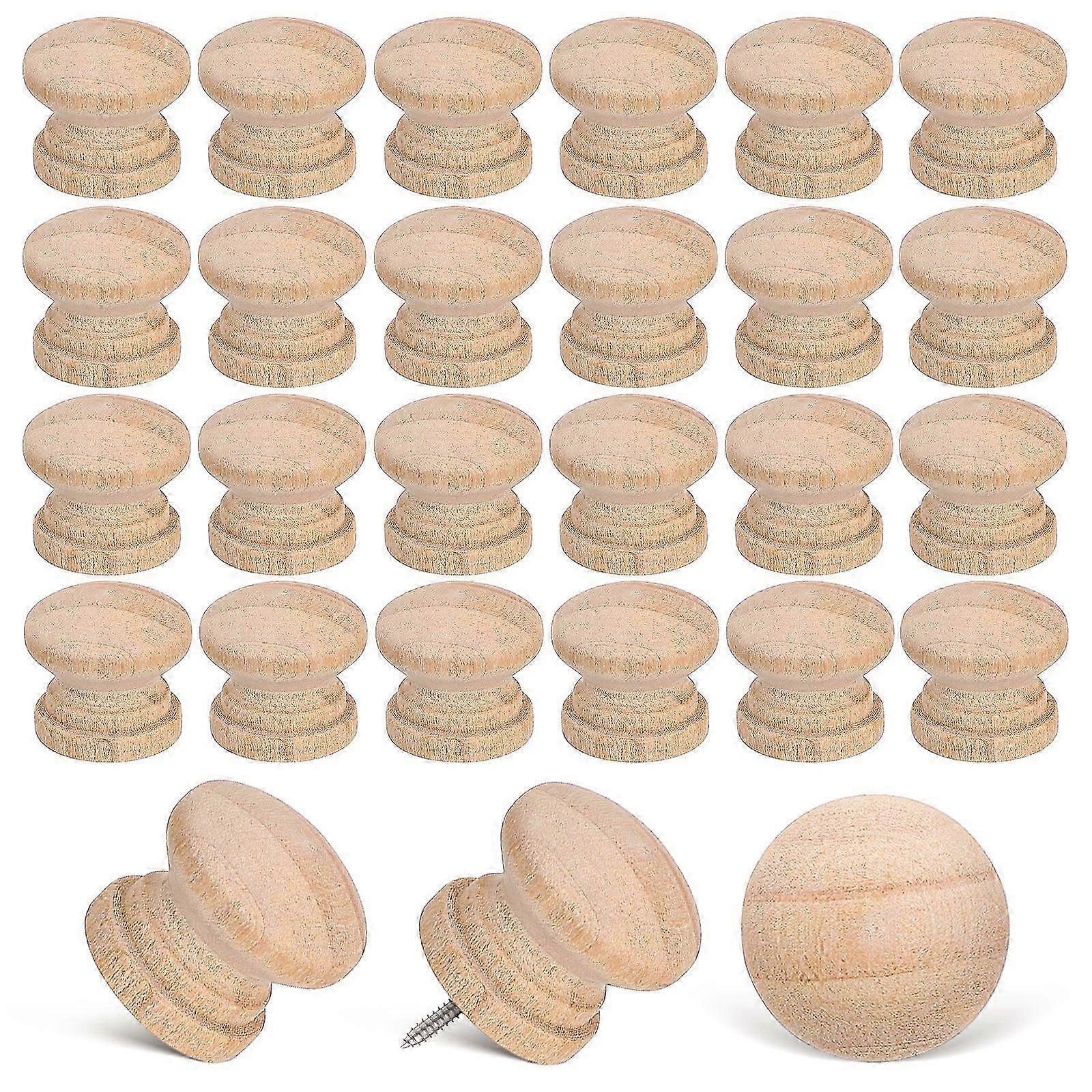 100pcs Unfinished Wood Knobs Dresser Pulls Rustic Drawer Handle Knobs Mushroom Shaped Pulls Handles For Cabinets Wardrobes