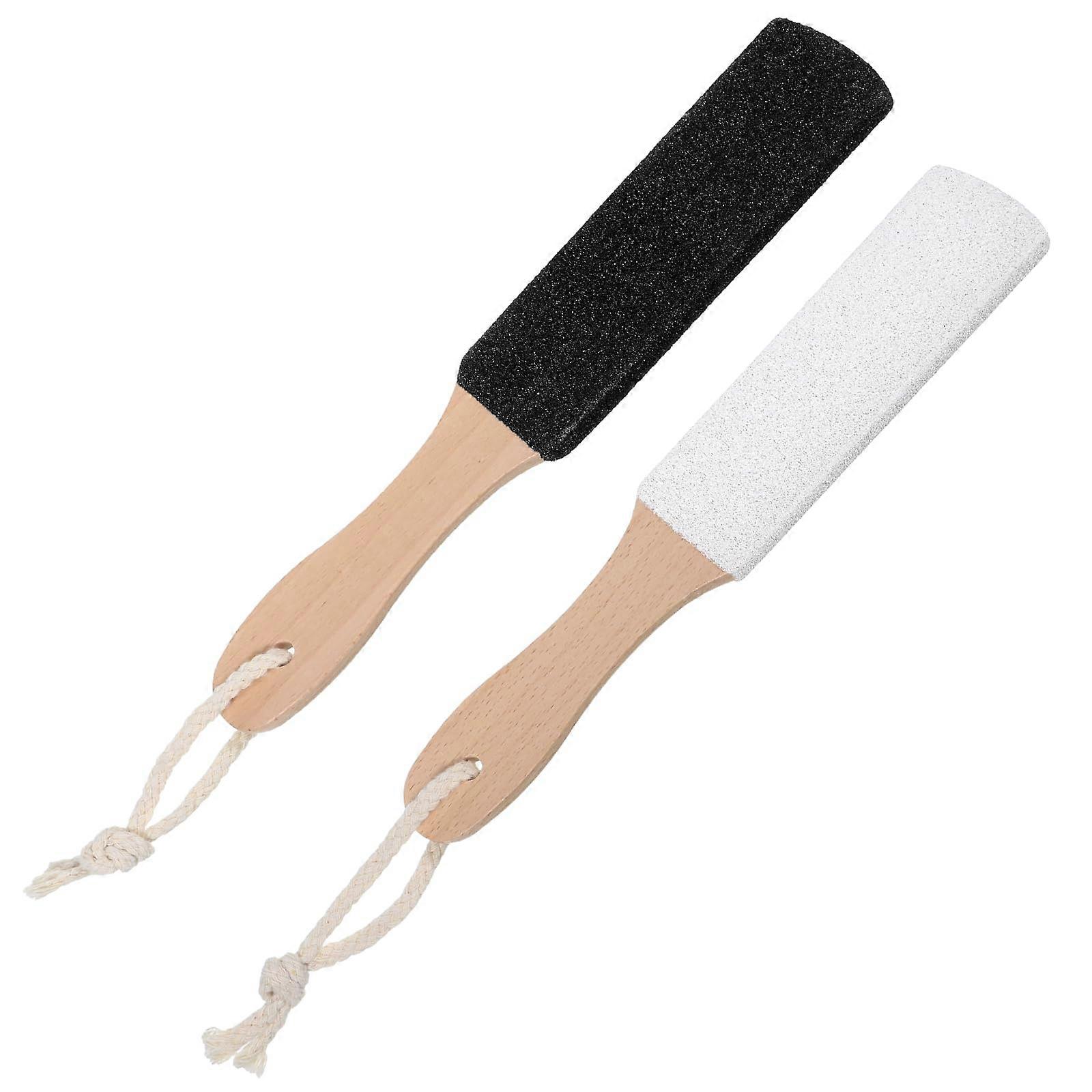 2 Pack Pumice Stone for Feet with Wooden Handle, DoubleSided Foot File Callus Remover for Heels and Elbows