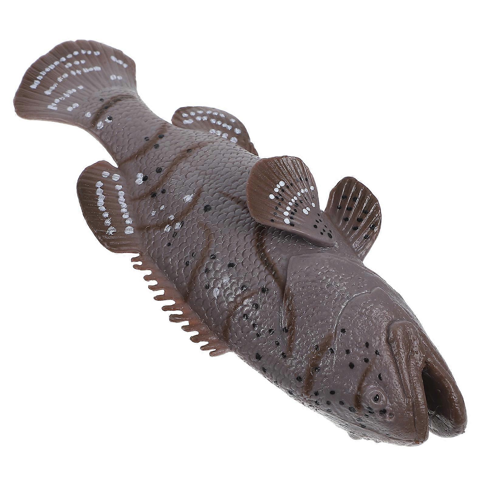 Simulation Grouper Fish Figurine for Decoration Light Brown Plastic Model