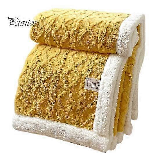 Winter Thickened Blanket Double sided Fluff Plush Double layer 3D Jacquard Solid Color Office Nap Dormitory Home Bed Sofa Travel Cozy Warm Blanket