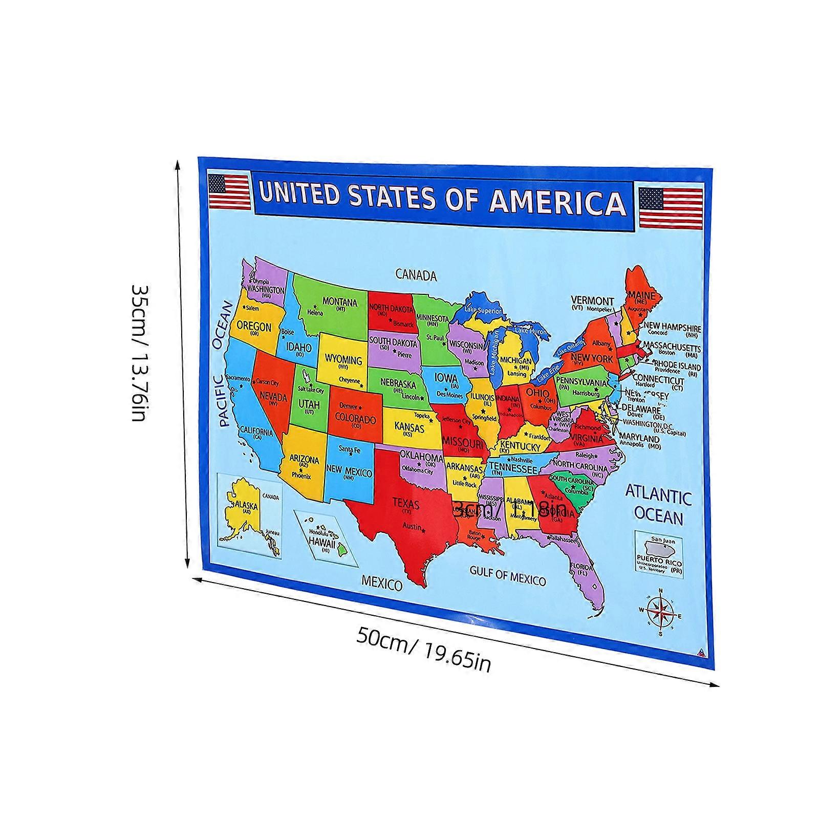 Usa Map Classroom Geography Map Poster for Home Use