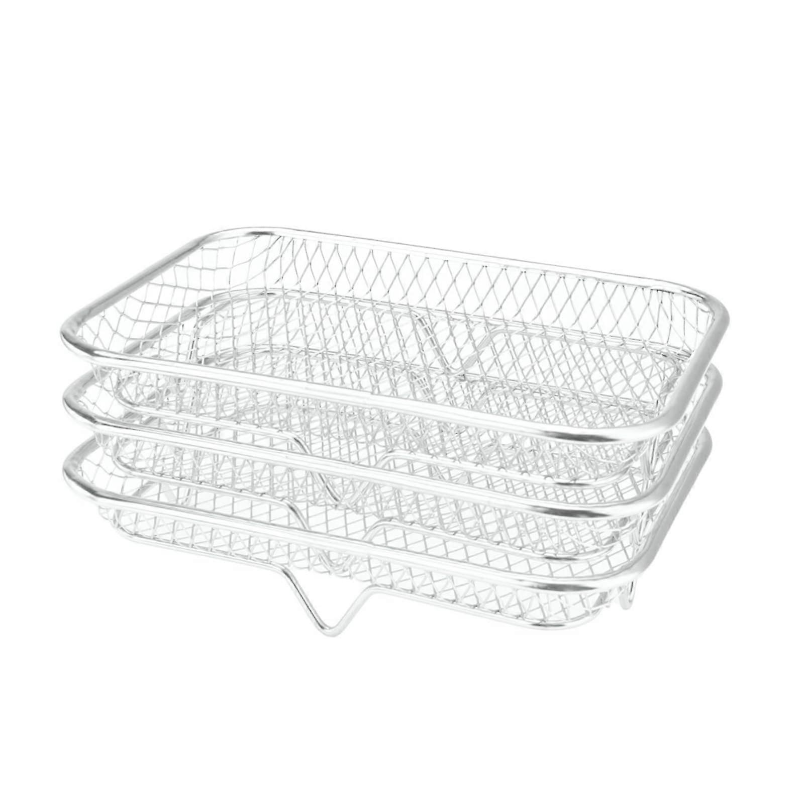3 Layer Rectangle Air Fryer Rack with Adjustable Stackable Design for MultiDish Cooking