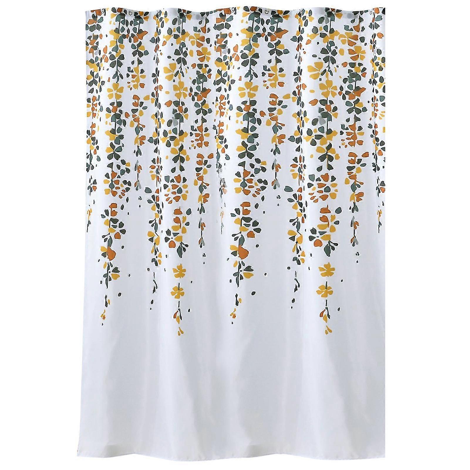 Shower Curtain Soft Splash-proof Polyester Floral Printing Bathroom Drape For Daily Use