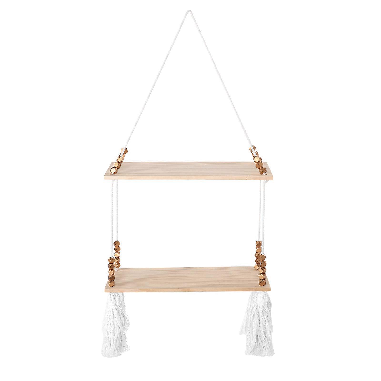 Macrame Floating Shelf for Storage Boho Wooden Shelf for Plants