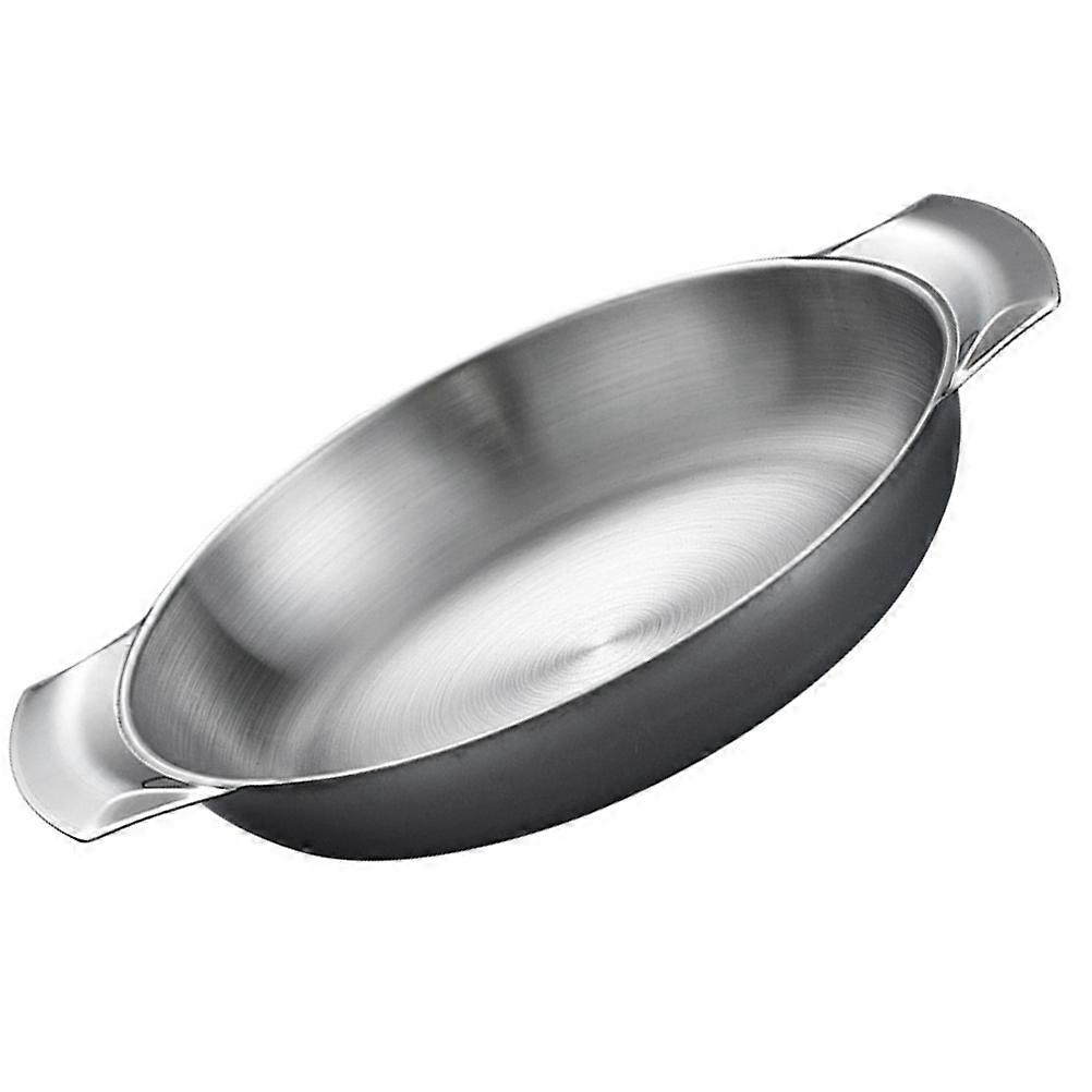 Paella Pan Round Bottom Multi-Function Silver 26X20X4CM Hot Pot For Household Users 1Pack